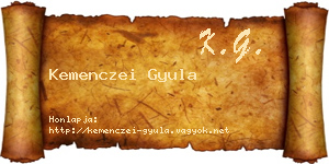 Kemenczei Gyula névjegykártya